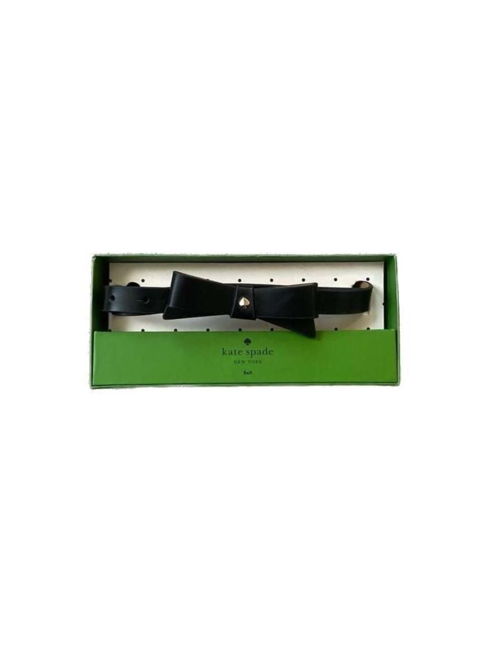 Kate Spade New York Boxed Leather Bow Belt with Spade Stud, Size L/XL